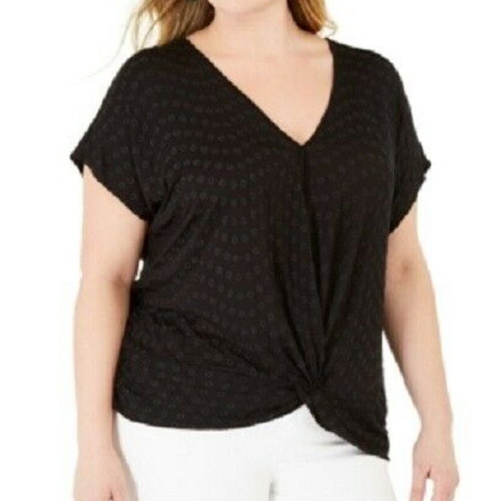 INC Plus Eyelet Twist Front Blouse 3X